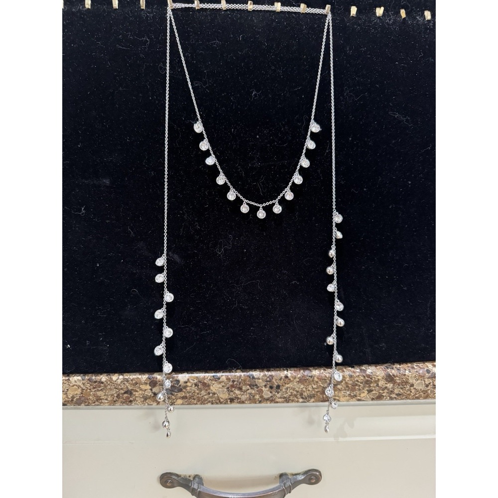Touchstone Crystal Cha‎ Cha lariat Necklace 48" Versatile Wrap around NEW